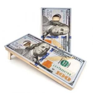 100 dollar bill cornhole boards